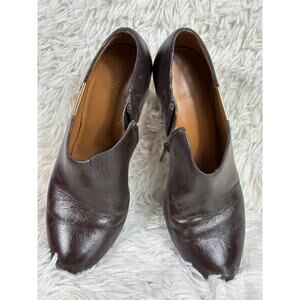 Coach Boots Womens Size 7.5B Brown Leather Ankle Booties Stiletto High Heel Zip